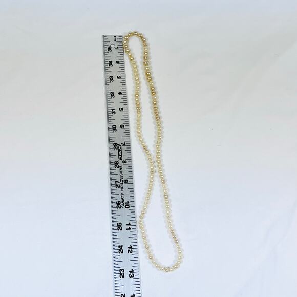 Vintage Faux Pearl Graduated Hand Knotted Necklace Jewelry 13" - Picture 5 of 5
